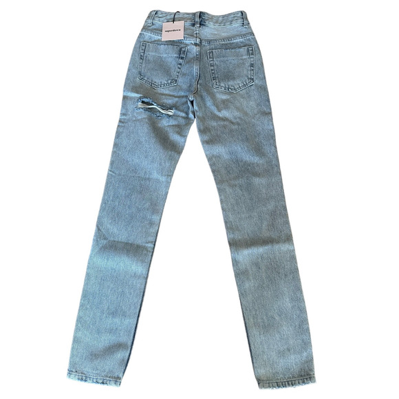 Superdown Rigid Tapered Jean SIZE 23 But Slit Bailee Light Wash Revolve $72 NEW - Picture 5 of 7